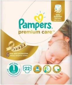 PampersĀ® Pampers Premium Care Baby Luiers Maat 1 - 22 Luiers