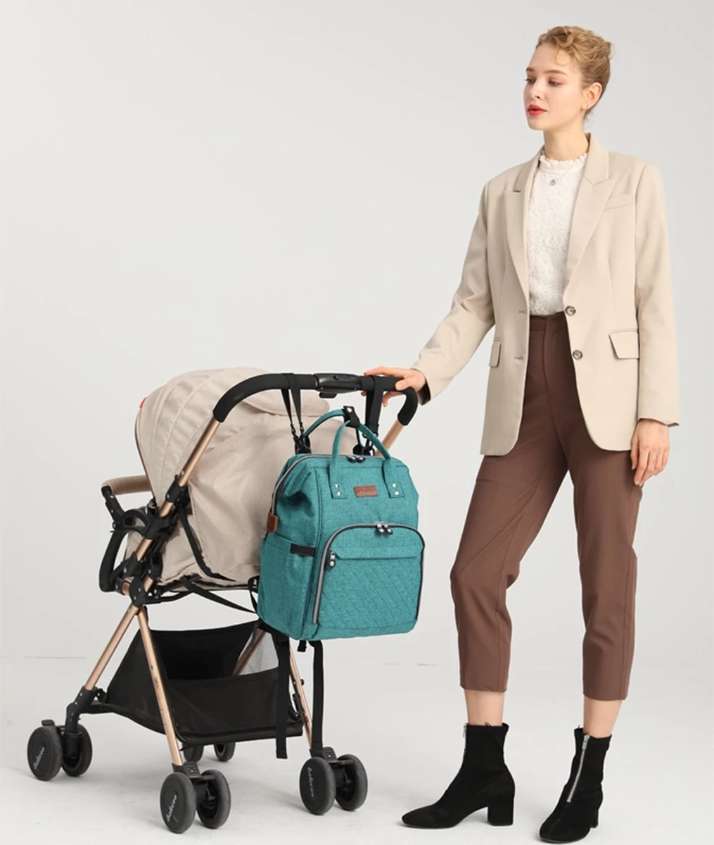 Miss Lulu Luiertas Rugzak - Inclusief Buggy En Kinderwagen Haken - Groen (E6705 GN) 9 Miss Lulu Luiertas Rugzak - Inclusief Buggy En Kinderwagen Haken - Groen (E6705 GN) - Afbeelding 9