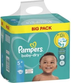 Pampers® Pampers Baby Dry + Maat 5+ ( 12-17 Kg), 56 Stuks