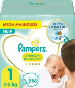 PampersĀ® Pampers Premium Protection Luiers - Maat 1 (2-5 Kg) - 288 Stuks