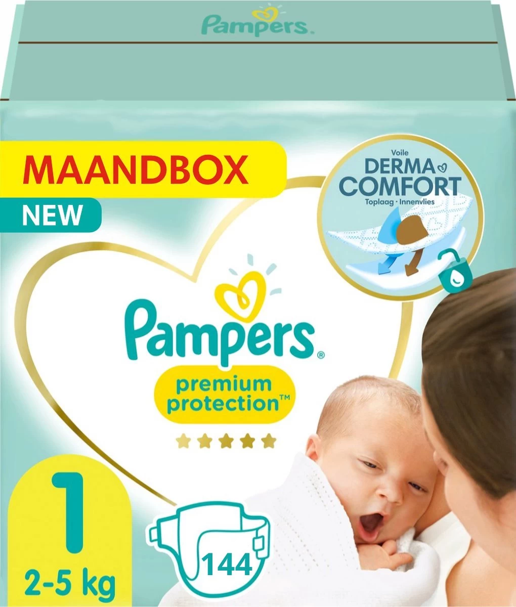 Pampers® Pampers Premium Protection New Baby Luiers Maat 1 - 144 Luiers Maandbox 1 Pampers® Pampers Premium Protection New Baby Luiers Maat 1 - 144 Luiers Maandbox
