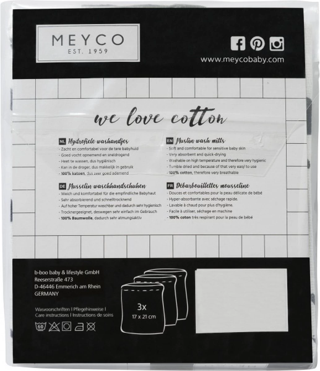 Meyco Hydrofiele Washandjes 3-pack - Feathers-Clouds-Dots - Grijs/Wit 4 Meyco Hydrofiele Washandjes 3-pack - Feathers-Clouds-Dots - Grijs/Wit - Afbeelding 4