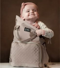 NanaBeebi Luiertas Rugzak Met Verschoonmatje - Beige Taupe - Inclusief Flessenwarmhouder - Kinderwagenhaken En Isoleervak -Babyartikelen Winkel 1057x1200 3