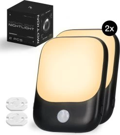 Nachtlampje Stopcontact Met Bewegingssensor Voor Kinderen & Volwassenen - Babykamer - Warm Wit - 2 Stuks