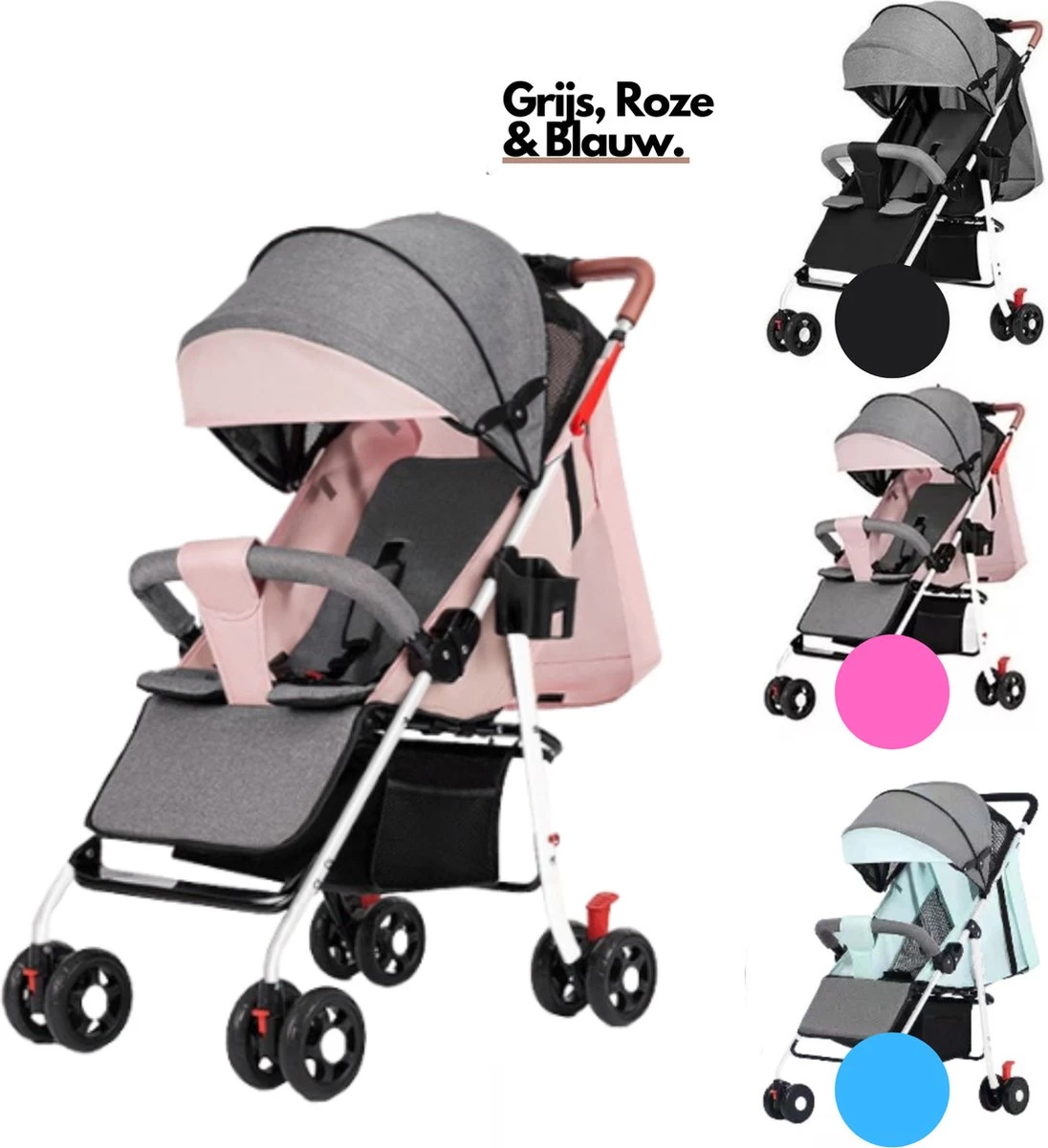 Child Supplies Buggy - Inklapbare Buggy - Baby Stroller - 3 In 1 - Kinderwagen - Roze 1 Child Supplies Buggy - Inklapbare Buggy - Baby Stroller - 3 In 1 - Kinderwagen - Roze
