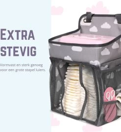 Casteleyn - Luier Organizer - Luiertas - Commodemandjes - Luierzak - Extra Ruim - Verstelbaar - Waterdicht - Wolkjes -Babyartikelen Winkel 1100x1200