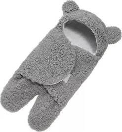 BonBini´s Teddy Bear Wikkeldeken Newborn - Zachte Donkergrijze Teddy Beer Inbakerdoek Newborn Baby - 0-3 Maanden - Donkergrijs 58cm -Babyartikelen Winkel 1111x1200 3