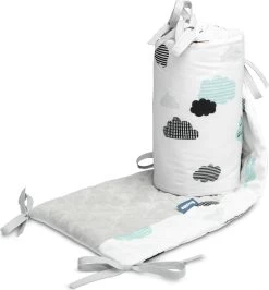 Sensillo Baby Bedbumper - Bedomrander - Anti Stootrand Ledikant - Bed Zijbeschermers - 180x30cm - Grijze Wolkjes -Babyartikelen Winkel 1113x1200 2