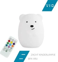 Merkloos VIO Products - Nachtlampje Beer - Zacht Kinderlampje - 8 LED Kleuren Kinderkamer - Dimbaar - BPA Vrij - Kindvriendelijk - Milieuvriendelijk - Baby Cadeau -Babyartikelen Winkel 1126x1200 4