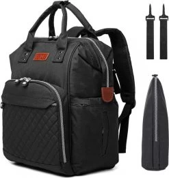 Miss Lulu Luiertas Rugzak - Inclusief Buggy En Kinderwagen Haken - Zwart (E6705 BK)