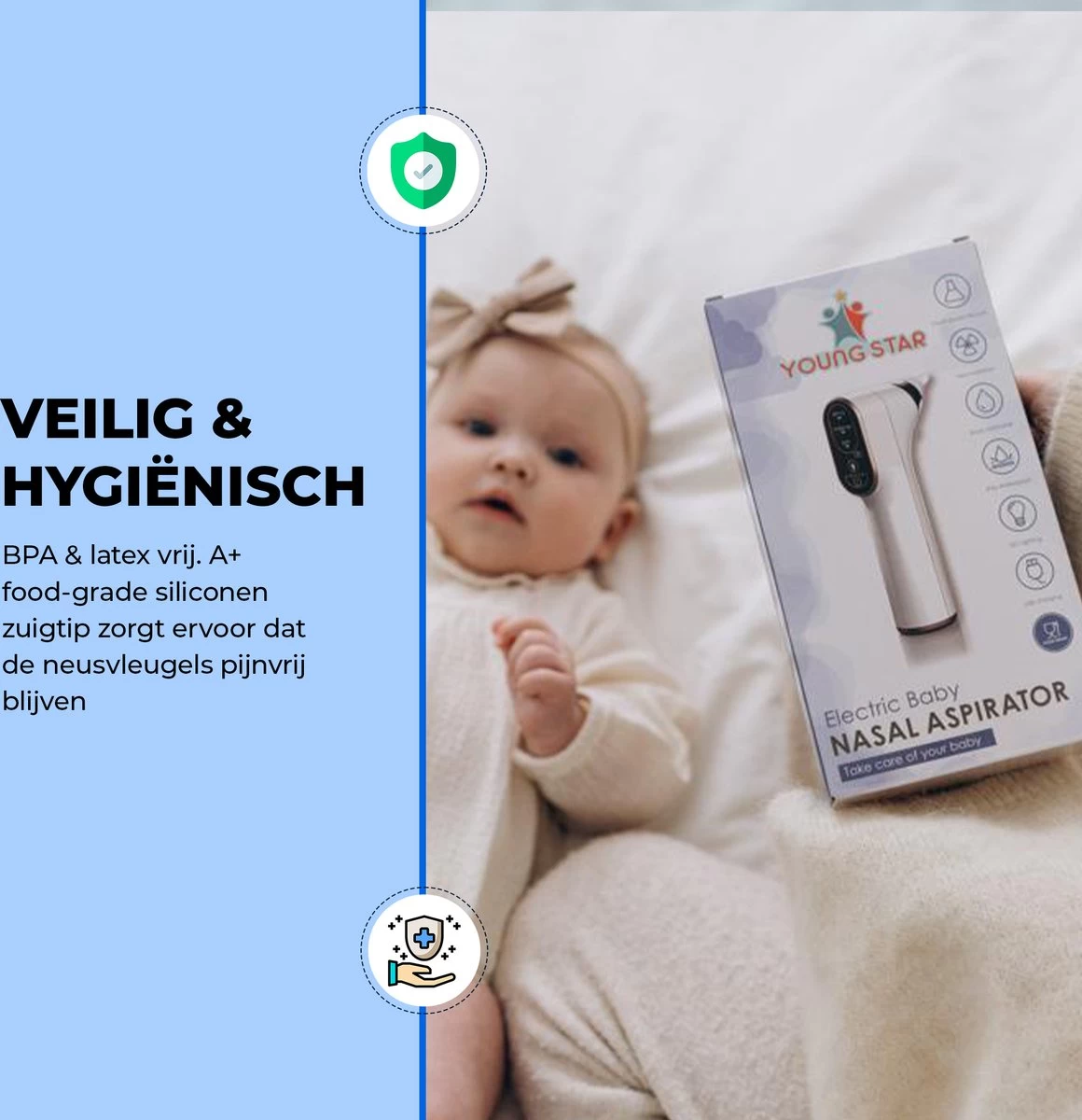 Young Star Baby - Elektrische Neusreiniger Baby - Neuszuiger Met USB - Neuspeer - Neusdouche - Snotverwijderaar 2 Young Star Baby - Elektrische Neusreiniger Baby - Neuszuiger Met USB - Neuspeer - Neusdouche - Snotverwijderaar - Afbeelding 2