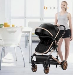 Merkloos Lioretti® Luxe Baby Buggy 3 In 1 | Baby Wagen | Kinderwagen Met Stoel En Wieg | Inklapbaar | Hoge Kwaliteit | Combi | Zwart -Babyartikelen Winkel 1173x1200 1