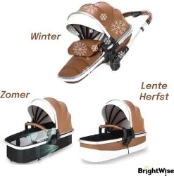 Merkloos BrightWise® Luxe Kinderwagen 3 In 1 Voldoet Aan Alle Europese Veiligheidscertificaten - Wandelwagen - Kinderwagen 3-in-1 Incl Autostoel - Kinderwagen Maxi Cosi – Buggy 3 In 1 - Newborn - Leer - Bruin -Babyartikelen Winkel 1181x1200