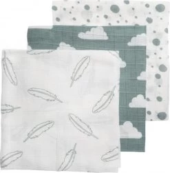 Meyco Clouds/Dots/Feathers Hydrofiele Doeken - 3-pack - Stone Green - 70x70cm -Babyartikelen Winkel 1181x1200 5