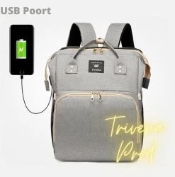 Luier- En Verzorgingstas - Luiertassen - Baby Rug Tas Met Isoleervak - Incl Flessen Verwarmer - Luiertas - Unisex/Jongens/Meisjes - Grijs - Luier Tas - Verzorgingstas Baby - Uitschuifbaar Verschoon/ Slaap Bedje - Incl Matrasje Baby - USB Poort -Babyartikelen Winkel 1185x1200 2