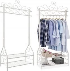 Songmics Vintage Kledingstandaard – Kledingrek - Rek Met Kledingstang En 2 Planken