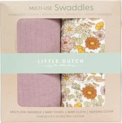 Little Dutch - Swaddle Doeken 70 X 70 Vintage Little Flowers / Pure Mauve