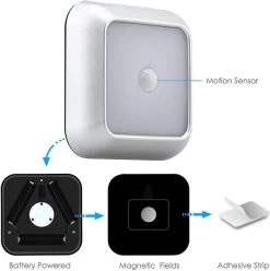 LED Verlichting Met Bewegingssensor - Warm Wit - Wit Licht - Nachtlamp Op Batterij - Draadloos Sensor - Kastverlichting - Trapverlichting - Nachtlampje - Zilver/Grijs -Babyartikelen Winkel 1193x1200 5