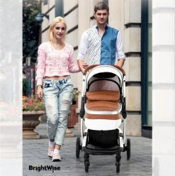 Merkloos BrightWise® Luxe Kinderwagen 3 In 1 Voldoet Aan Alle Europese Veiligheidscertificaten - Wandelwagen - Kinderwagen 3-in-1 Incl Autostoel - Kinderwagen Maxi Cosi – Buggy 3 In 1 - Newborn - Leer - Bruin -Babyartikelen Winkel 1197x1200 3
