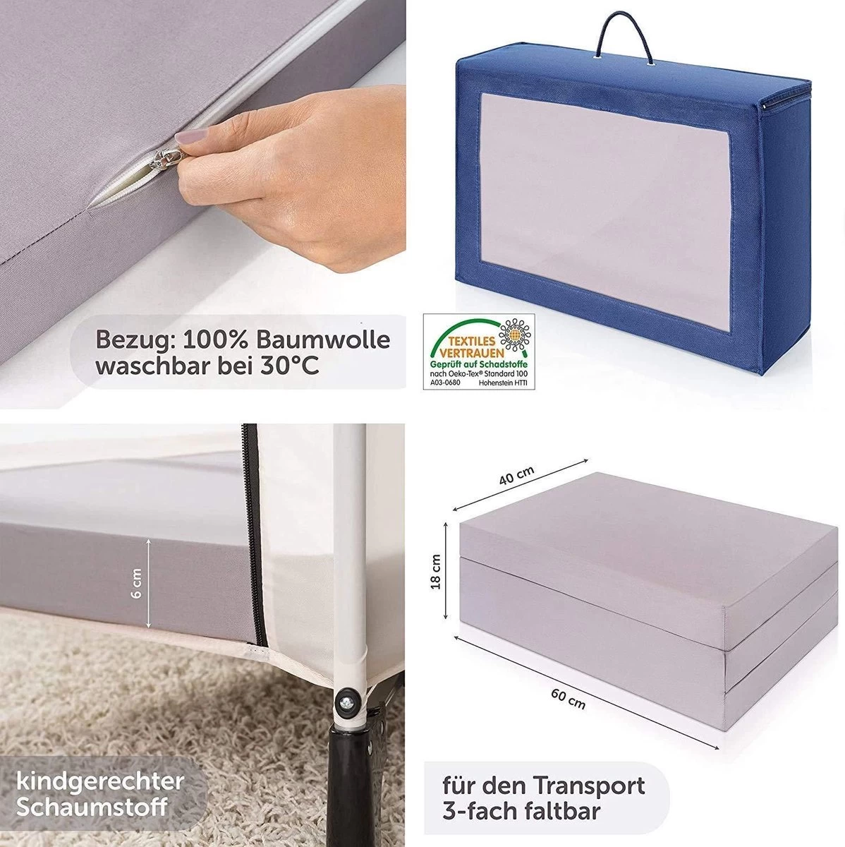 Hauck Dream N Play Plus Campingbedje Set - Met Matras En Muggennet - Navy 4 Hauck Dream N Play Plus Campingbedje Set - Met Matras En Muggennet - Navy - Afbeelding 4