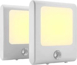 Merkloos 2 X Stopcontact Lampje Met Bewegingssensor – Plugin Ledlamp – Nachtlampje - Warm Licht – Dimbaar
