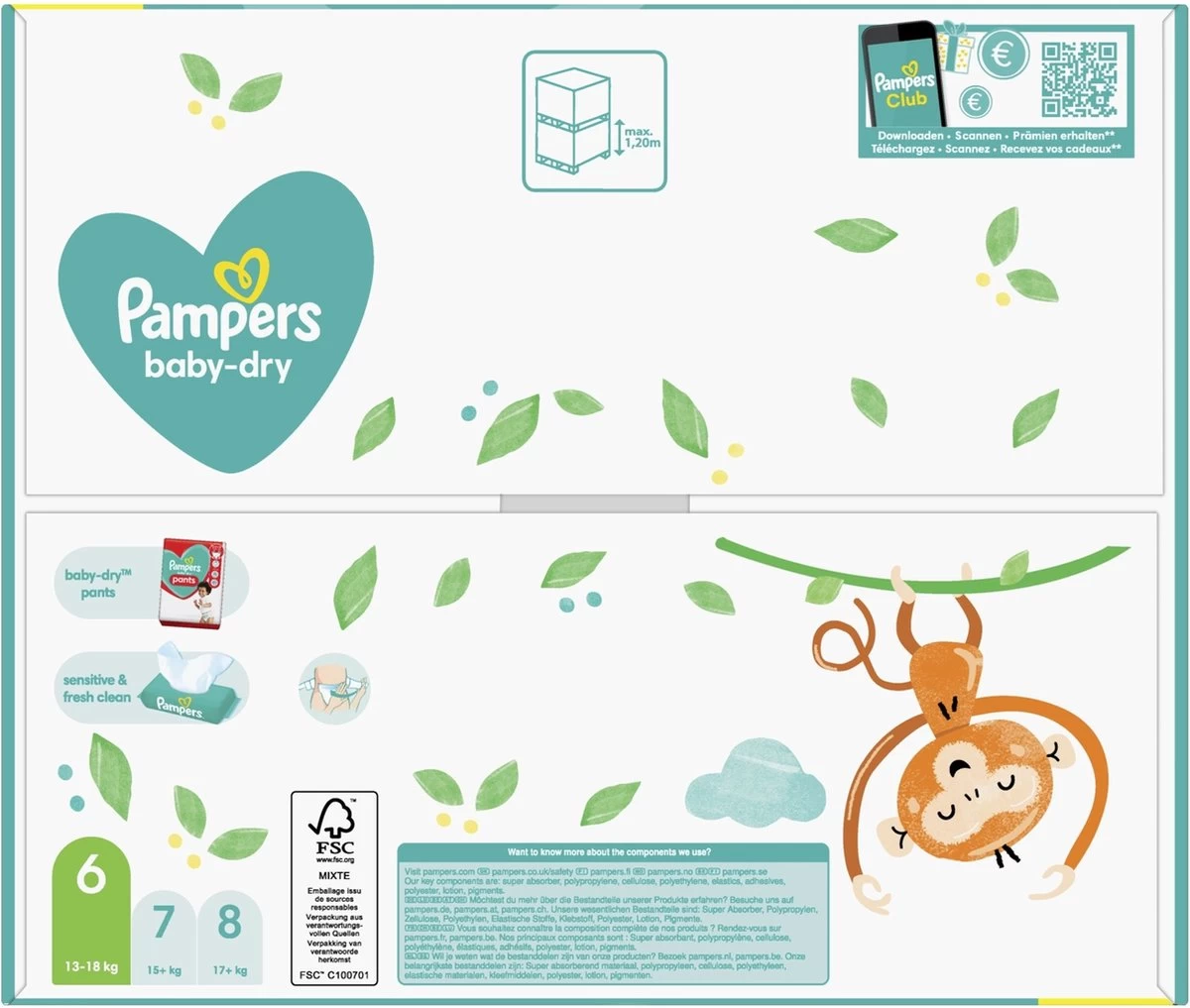 Pampers® Pampers - Baby Dry - Maat 6 - Mega Maandbox - 216 Luiers 3 Pampers® Pampers - Baby Dry - Maat 6 - Mega Maandbox - 216 Luiers - Afbeelding 3