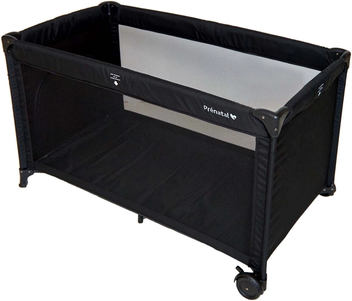 Prénatal Luxe Campingbedje Met Bodemmatras - Inclusief Draagtas - Inklapbaar Baby Campingbed - Met Wieltjes En Kruipluik - 120 X 60 Cm - Zwart 3 Prénatal Luxe Campingbedje Met Bodemmatras - Inclusief Draagtas - Inklapbaar Baby Campingbed - Met Wieltjes En Kruipluik - 120 X 60 Cm - Zwart - Afbeelding 3