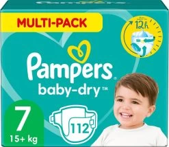 PampersĀ® Pampers Baby-Dry Luiers - Maat 7 (+15 Kg) - 112 Stuks - Multi-Pack