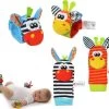 Merkloos EPIN | Baby Rammelaar Set | 2 Baby Pols Rammelaars | 2 Speelsokken Rammelaars | Giraffe | 4-Delig