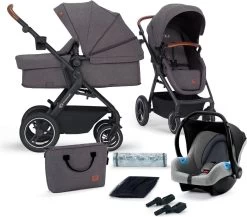 Kinderkraft B-Tour Ash Grey 3-in-1 Combi Kinderwagen Incl. Autostoel KSBTOU00DGR3000