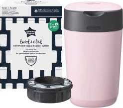 Tommee Tippee Milieuvriendelijke Twist & Click Luieremmer - Met 1 Navulcassette - Roze -Babyartikelen Winkel 1200x1056