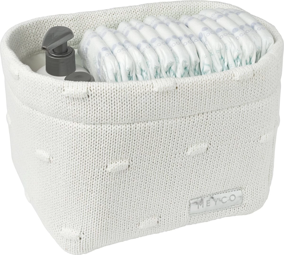 Meyco Commodemand Medium Knots - Offwhite - 26x19xh16cm 1 Meyco Commodemand Medium Knots - Offwhite - 26x19xh16cm