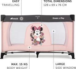Hauck Dream'n Play Campingbedje - Minnie Sweetheart -Babyartikelen Winkel 1200x1093