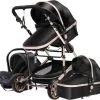 Merkloos Lioretti® Luxe Baby Buggy 3 In 1 | Baby Wagen | Kinderwagen Met Stoel En Wieg | Inklapbaar | Hoge Kwaliteit | Combi | Zwart