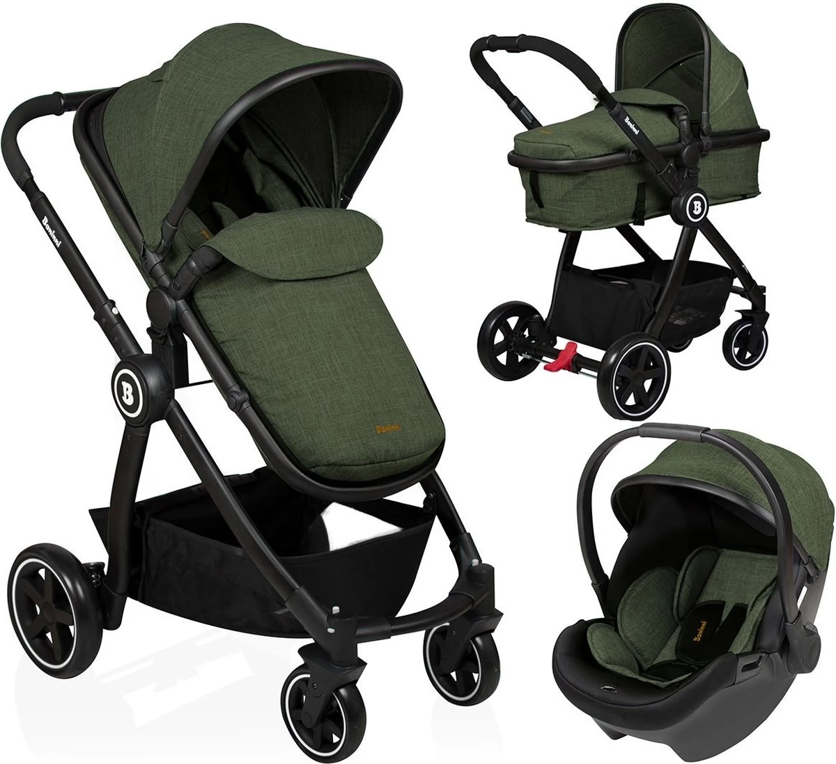 Baninni Kinderwagen Otto 3 In 1 Olive Green 1 Baninni Kinderwagen Otto 3 In 1 Olive Green