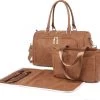 Miss Lulu Luier- En Verzorgingstas – Luiertas Set – Afneembare Draagtas - Duurzaam En Stijlvol – Bruin - Premium Kwaliteit- Grote Capaciteit - Unisex/Jongens/Meisjes (LT6638 BN)