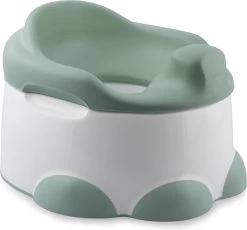 Bumbo - Step 'n Potty Hemlock Green -Toilet Trainer- Brilverkleiner Met Opstapje -Toilet Bril Zitje - 3 In 1 WC Potje -WC Zindelijkheids Training Voor Jongens/Meisjes - Urinoirs Voor Kind/Peuter Van 2 Tot 7 Jaar - Wit Met Groen