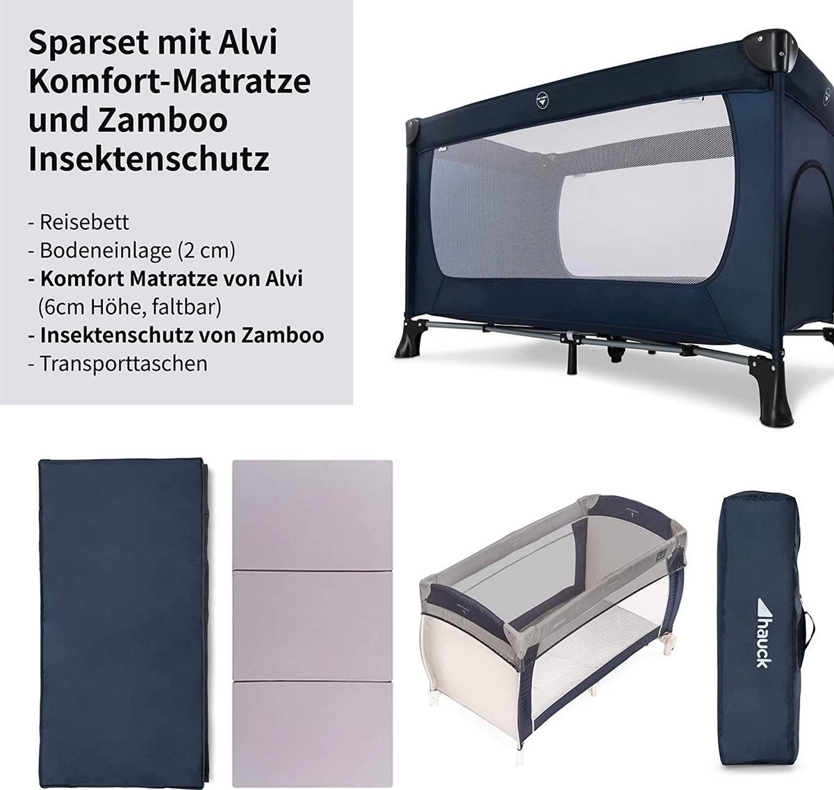 Hauck Dream N Play Plus Campingbedje Set - Met Matras En Muggennet - Navy 7 Hauck Dream N Play Plus Campingbedje Set - Met Matras En Muggennet - Navy - Afbeelding 7