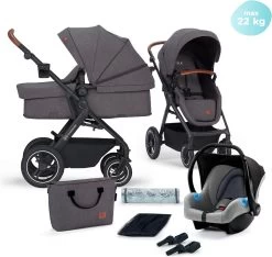 Kinderkraft B-Tour Ash Grey 3-in-1 Combi Kinderwagen Incl. Autostoel KSBTOU00DGR3000 -Babyartikelen Winkel 1200x1136 2