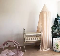 By Baboo Klamboe Baby 245cm - Crème - Katoen - Pompons -Babyartikelen Winkel 1200x1138 1