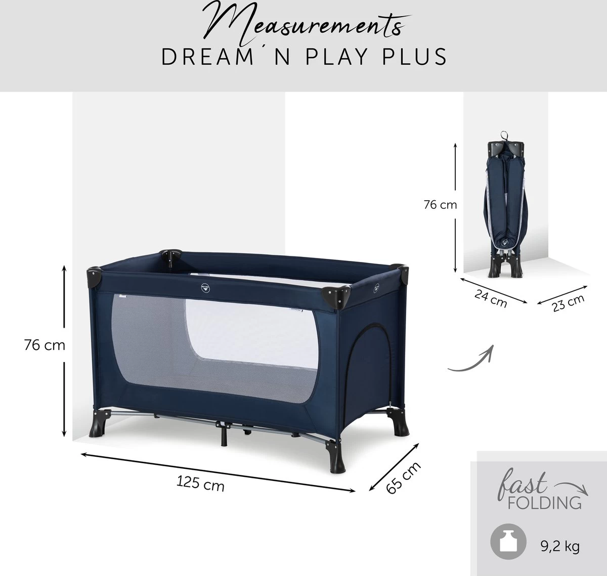 Hauck Dream N Play Plus Campingbedje - Navy 8 Hauck Dream N Play Plus Campingbedje - Navy - Afbeelding 8