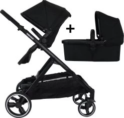 Deryan Evy Kinderwagen - Duo Kinderwagen - Uitbreidbaar - Inclusief Reiswieg - Zwart