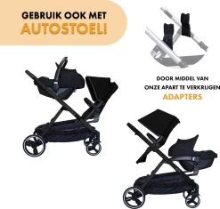 Deryan Evy Kinderwagen - Duo Kinderwagen - Uitbreidbaar - Inclusief Reiswieg - Zwart -Babyartikelen Winkel 1200x1140 1