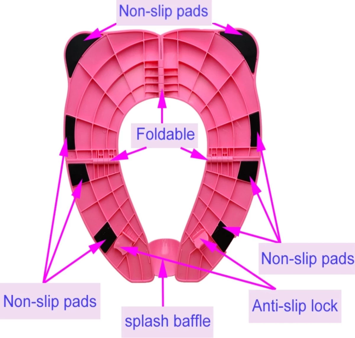 Merkloos WC Verkleiner Roze Panda Ontwerp - Toilettrainer - Opvouwbare Toilet Zitje - Toiletbril Verkleiner - Kinder WC Bril 2 Merkloos WC Verkleiner Roze Panda Ontwerp - Toilettrainer - Opvouwbare Toilet Zitje - Toiletbril Verkleiner - Kinder WC Bril - Afbeelding 2
