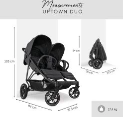 Hauck Uptown Duo Melange Broertje/zusje Kinderwagen Black -Babyartikelen Winkel 1200x1146 2