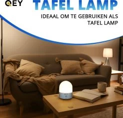 QEY - USB Oplaadbaar Nachtlampje 8 Instelbare Kleuren - LED Verlichting - Leeslamp - Tafellamp - Bedlamp Voor Baby, Kinderen & Volwassenen - Kinderkamer - Dimbaar - Touch Control - Multi Kleur & Wit Licht - RGB Nachtlamp -Babyartikelen Winkel 1200x1150 10