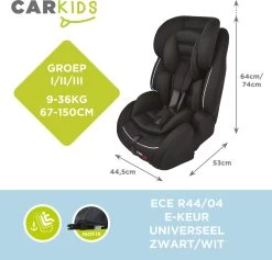 Carkids Verstelbaar Kinderautostoeltje Zwart En Wit | Kinderautostoel Groep 1-2-3 Met Isofix En Top Tether Connector | Kinderen Van 9 Maanden -12 Jaar | 9-36 Kg -Babyartikelen Winkel 1200x1150 3