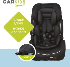 Carkids Verstelbaar Kinderautostoeltje Zwart En Wit | Kinderautostoel Groep 1-2-3 Met Isofix En Top Tether Connector | Kinderen Van 9 Maanden -12 Jaar | 9-36 Kg -Babyartikelen Winkel 1200x1150 5