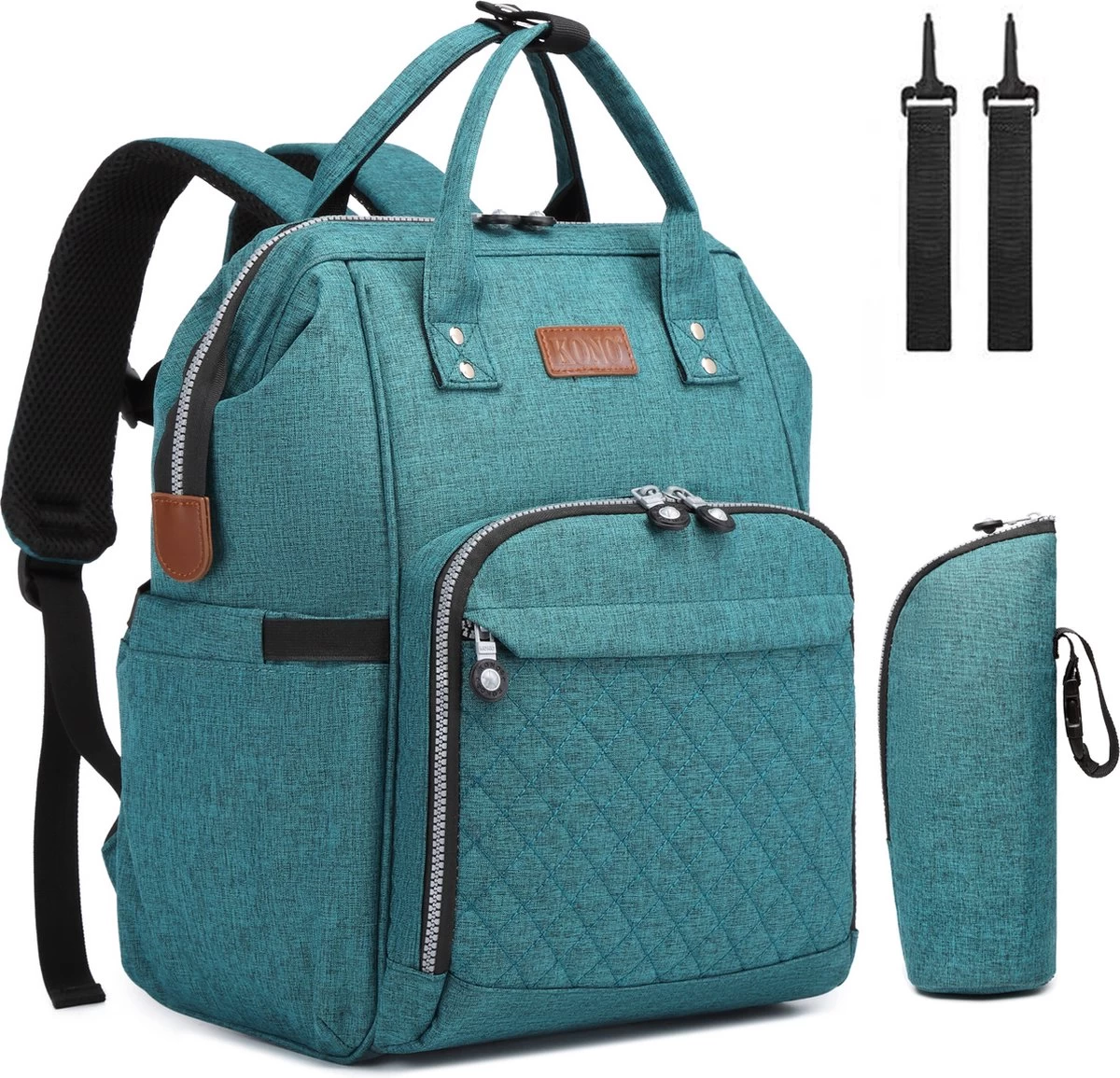 Miss Lulu Luiertas Rugzak - Inclusief Buggy En Kinderwagen Haken - Groen (E6705 GN) 1 Miss Lulu Luiertas Rugzak - Inclusief Buggy En Kinderwagen Haken - Groen (E6705 GN)