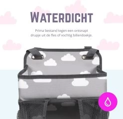 Casteleyn - Luier Organizer - Luiertas - Commodemandjes - Luierzak - Extra Ruim - Verstelbaar - Waterdicht - Wolkjes -Babyartikelen Winkel 1200x1162